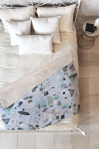 Ninola Design Geometric pieces Soft blue Fleece Throw Blanket