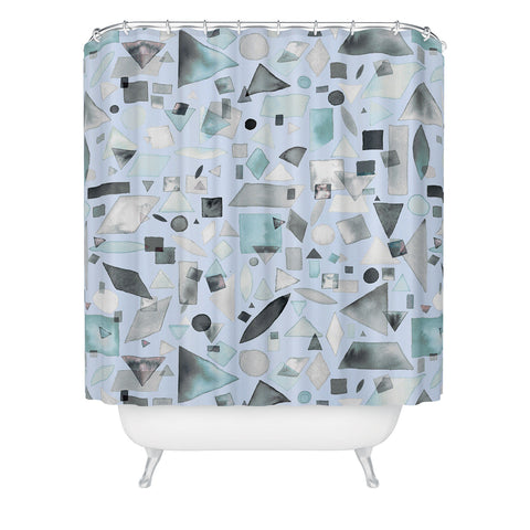 Ninola Design Geometric pieces Soft blue Shower Curtain