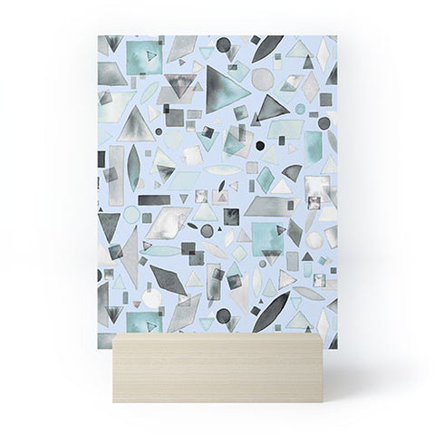 Ninola Design Geometric pieces Soft blue Mini Art Print