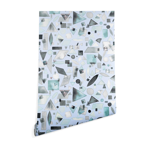 Ninola Design Geometric pieces Soft blue Wallpaper
