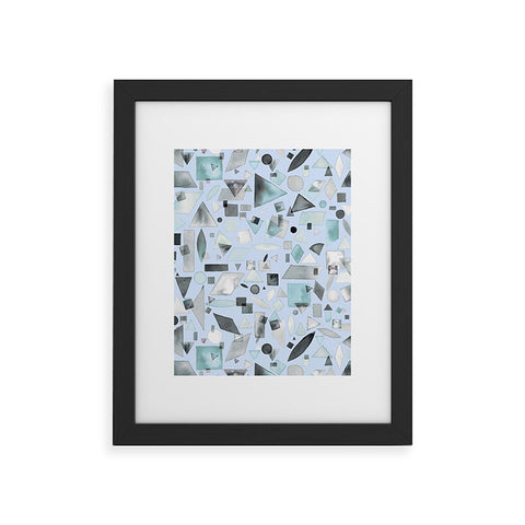 Ninola Design Geometric pieces Soft blue Framed Art Print