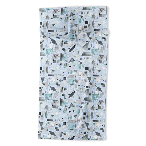 Ninola Design Geometric pieces Soft blue Beach Towel