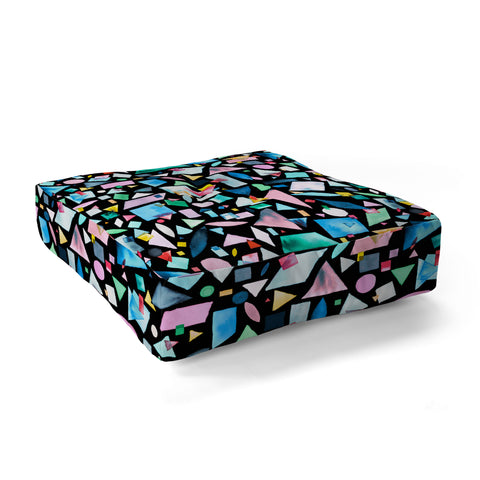 Ninola Design Geometric Shapes and Pieces Black Floor Pillow Square