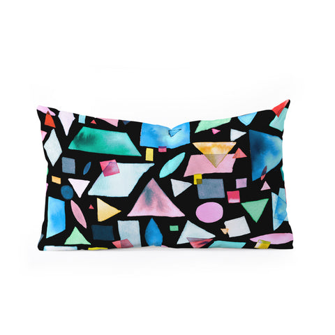 Ninola Design Geometric Shapes and Pieces Black Oblong Throw Pillow
