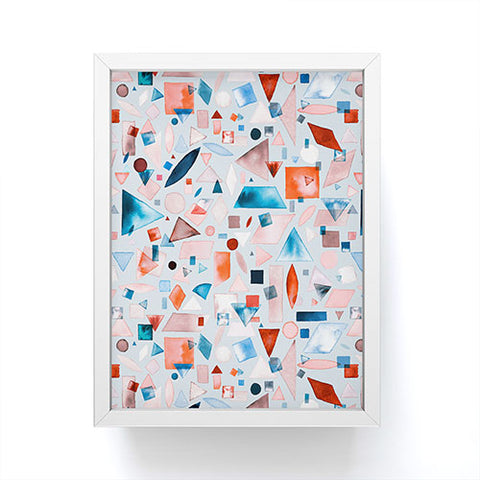 Ninola Design Geometric Shapes and Pieces Blue Framed Mini Art Print