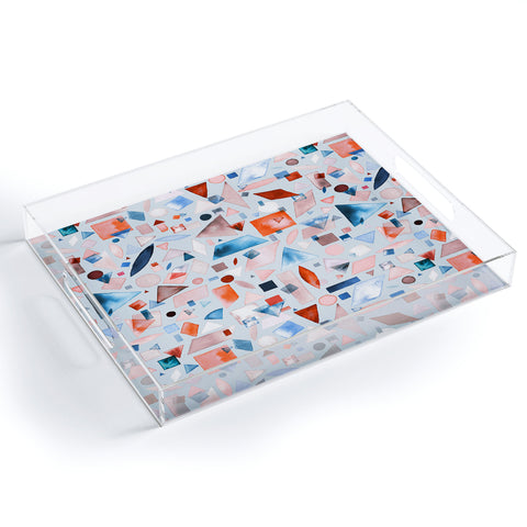 Ninola Design Geometric Shapes and Pieces Blue Acrylic Tray