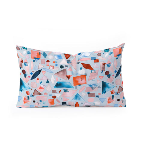 Ninola Design Geometric Shapes and Pieces Blue Oblong Throw Pillow