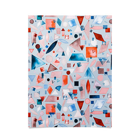Ninola Design Geometric Shapes and Pieces Blue Poster