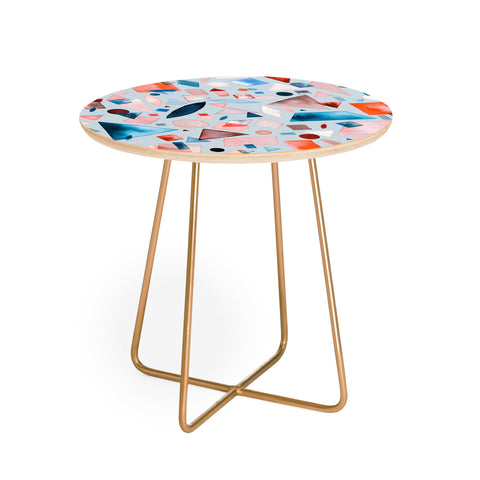 Ninola Design Geometric Shapes and Pieces Blue Round Side Table