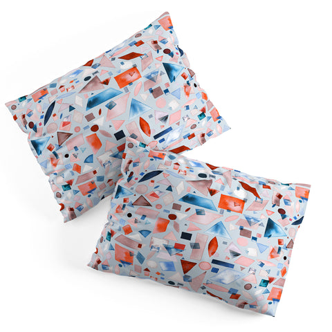 Ninola Design Geometric Shapes and Pieces Blue Pillow Shams