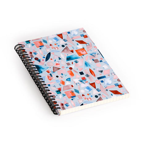 Ninola Design Geometric Shapes and Pieces Blue Spiral Notebook