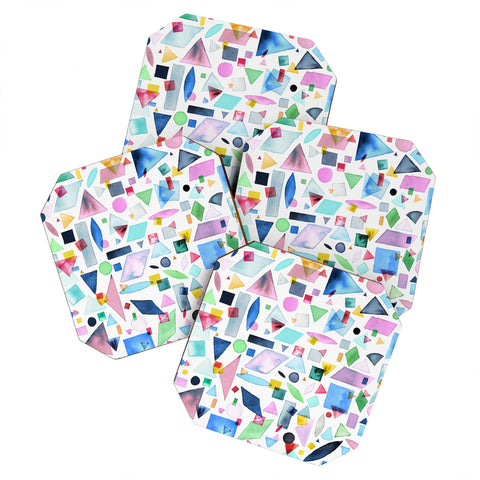 Ninola Design Geometric Shapes and Pieces Multicolored Coaster Set
