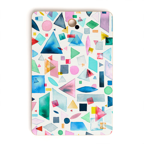 Ninola Design Geometric Shapes and Pieces Multicolored Cutting Board Rectangle
