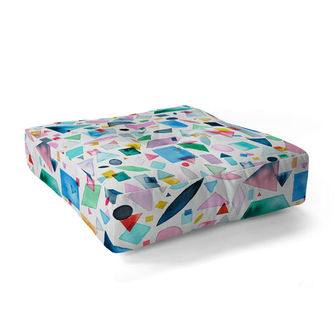 Ninola Design Geometric Shapes and Pieces Multicolored Floor Pillow Square