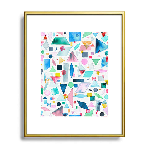 Ninola Design Geometric Shapes and Pieces Multicolored Metal Framed Art Print