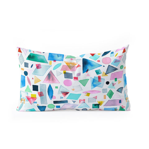 Ninola Design Geometric Shapes and Pieces Multicolored Oblong Throw Pillow