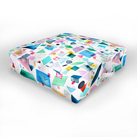 Ninola Design Geometric Shapes and Pieces Multicolored Outdoor Floor Cushion