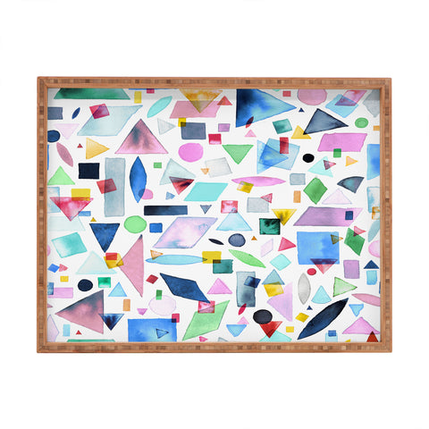 Ninola Design Geometric Shapes and Pieces Multicolored Rectangular Tray