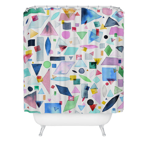 Ninola Design Geometric Shapes and Pieces Multicolored Shower Curtain