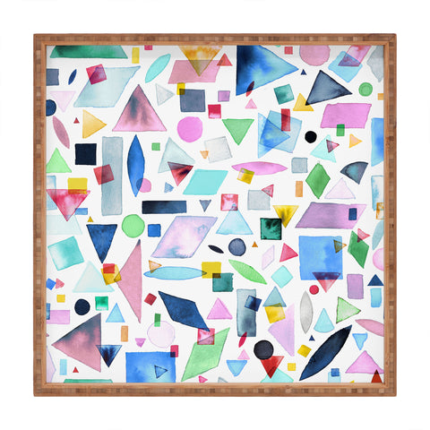 Ninola Design Geometric Shapes and Pieces Multicolored Square Tray
