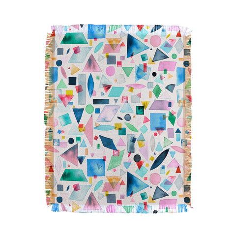 Ninola Design Geometric Shapes and Pieces Multicolored Throw Blanket
