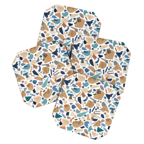 Ninola Design Geometric shapes Mineral blue Coaster Set