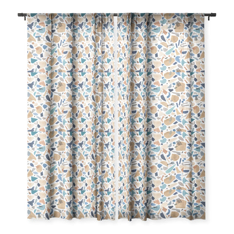 Ninola Design Geometric shapes Mineral blue Sheer Window Curtain
