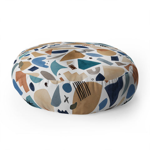 Ninola Design Geometric shapes Mineral blue Floor Pillow Round