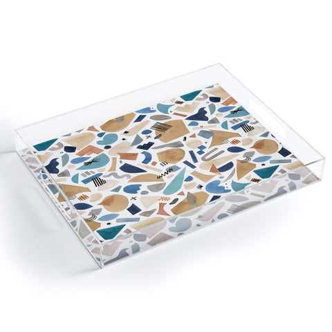 Ninola Design Geometric shapes Mineral blue Acrylic Tray