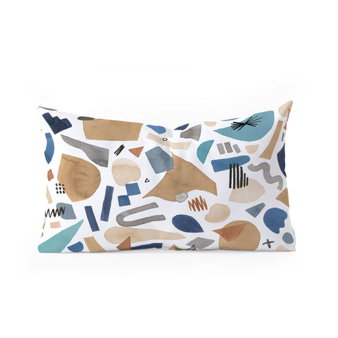 Ninola Design Geometric shapes Mineral blue Oblong Throw Pillow