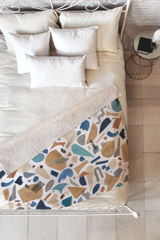 Ninola Design Geometric shapes Mineral blue Fleece Throw Blanket