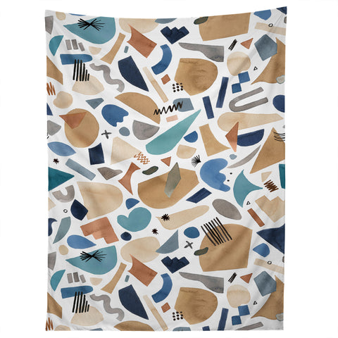 Ninola Design Geometric shapes Mineral blue Tapestry