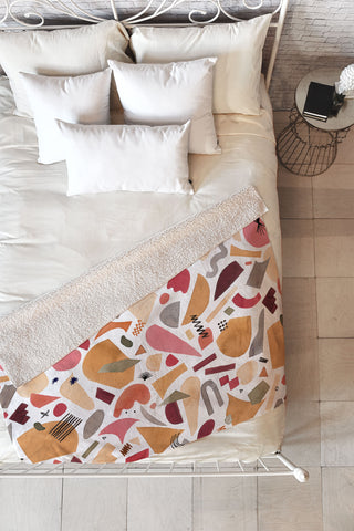 Ninola Design Geometric shapes Warm sun Fleece Throw Blanket