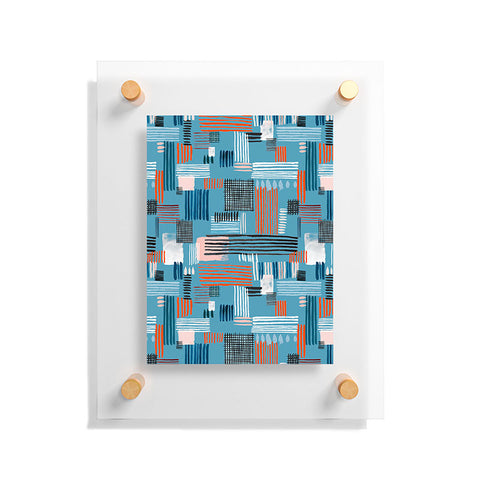 Ninola Design Geometric stripy stitches blue Floating Acrylic Print
