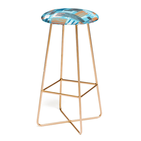 Ninola Design Geometric stripy stitches blue Bar Stool
