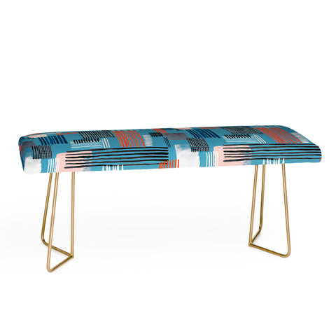 Ninola Design Geometric stripy stitches blue Bench