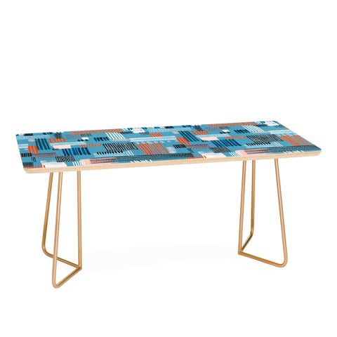 Ninola Design Geometric stripy stitches blue Coffee Table