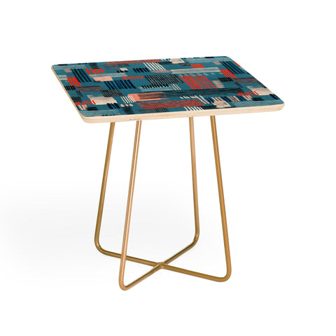 Ninola Design Geometric stripy stitches blue Side Table