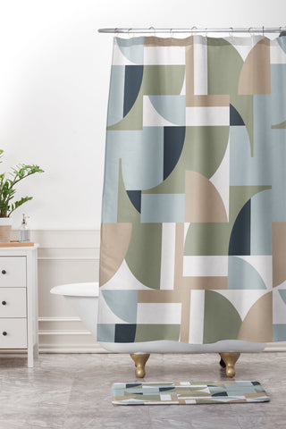 Ninola Design Geometric Surf Sand Shower Curtain And Mat