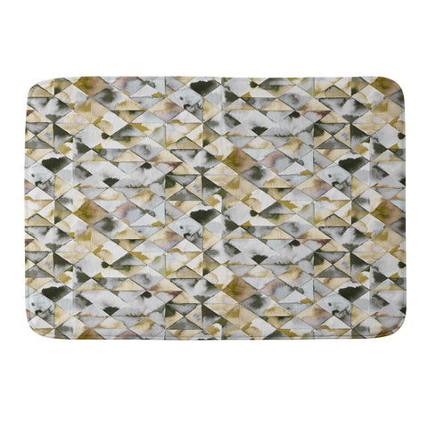 Ninola Design Geometry Tiles Gold Silver Memory Foam Bath Mat
