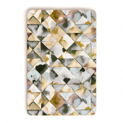 Ninola Design Geometry Tiles Gold Silver Cutting Board Rectangle