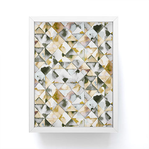 Ninola Design Geometry Tiles Gold Silver Framed Mini Art Print