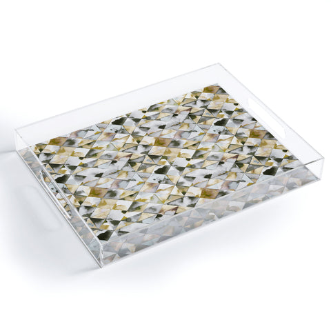 Ninola Design Geometry Tiles Gold Silver Acrylic Tray