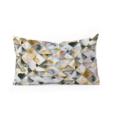 Ninola Design Geometry Tiles Gold Silver Oblong Throw Pillow