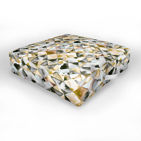 Ninola Design Geometry Tiles Gold Silver Outdoor Floor Cushion
