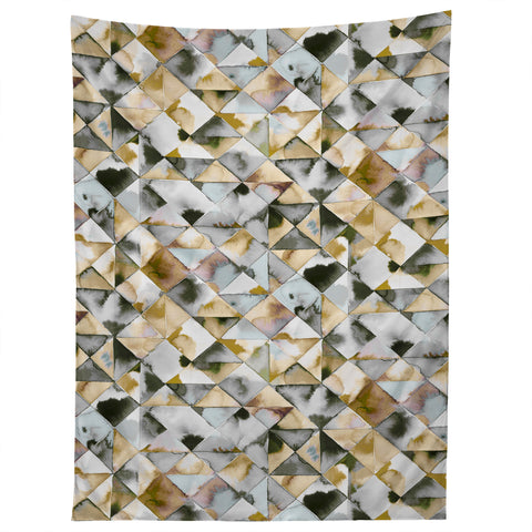 Ninola Design Geometry Tiles Gold Silver Tapestry