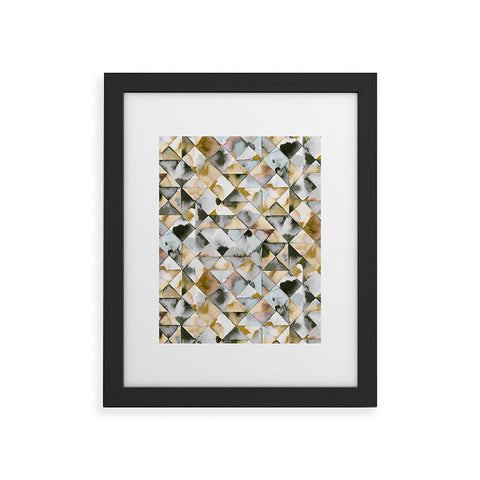 Ninola Design Geometry Tiles Gold Silver Framed Art Print