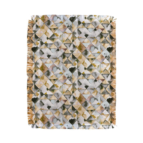 Ninola Design Geometry Tiles Gold Silver Throw Blanket