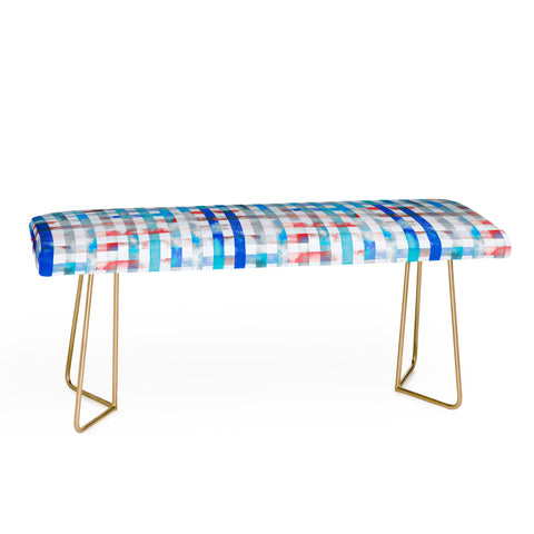 Ninola Design Gingham watercolor summertime Bench