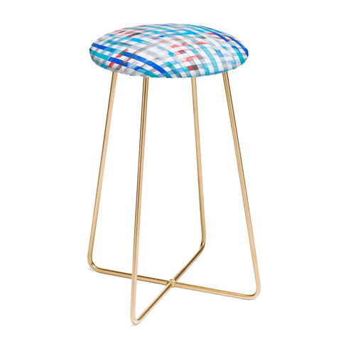 Ninola Design Gingham watercolor summertime Counter Stool